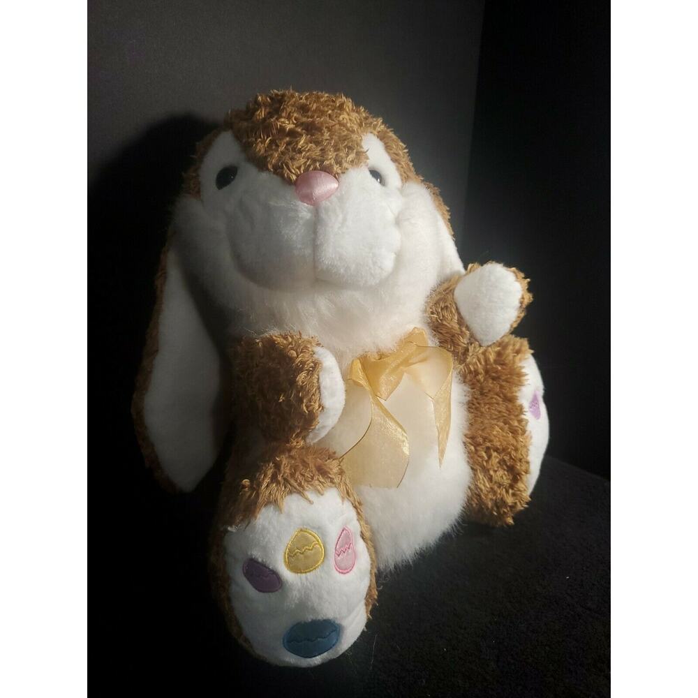 Vintage Dan Dee Brown and White 12" Easter Bunny Rabbit Plush EUC